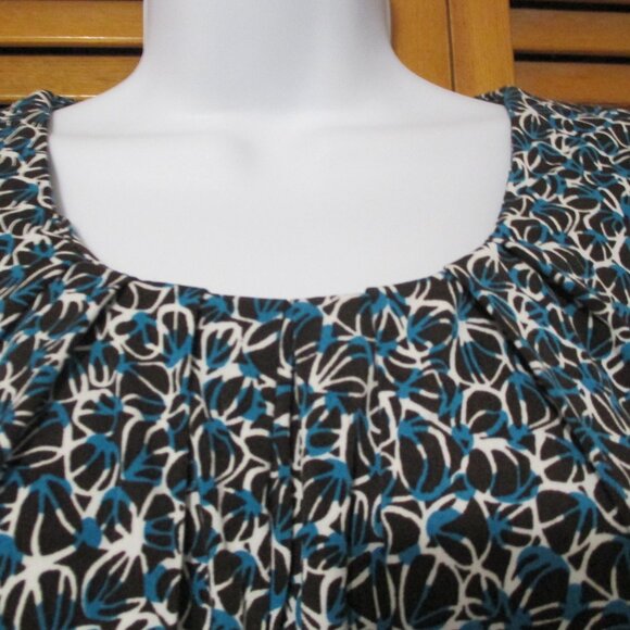 Josephine Studio top 3/4 length sleeves w/stretch, dark brown & teal size L - Picture 4 of 7